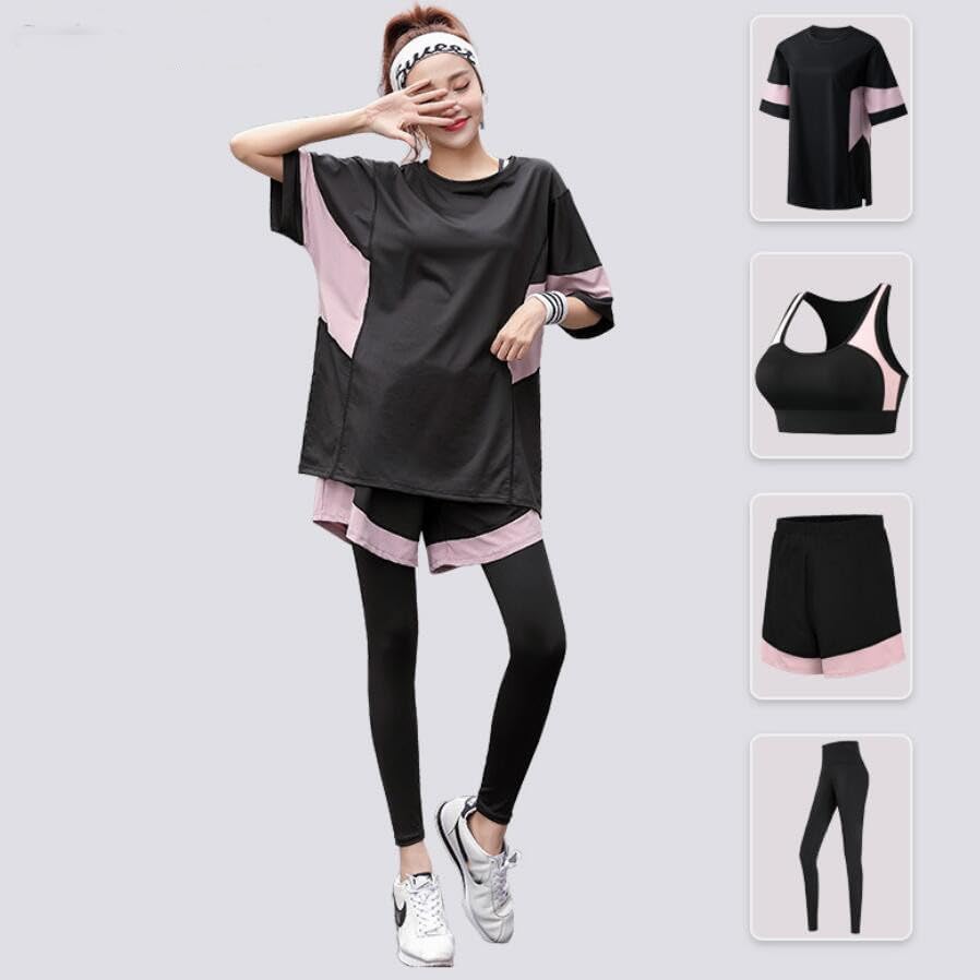 Loose Shirt++Shorts+Pants Women Yoga Piece Set Plus Size Fitness Gym Suits Sportswear Running Clothing - Image 2