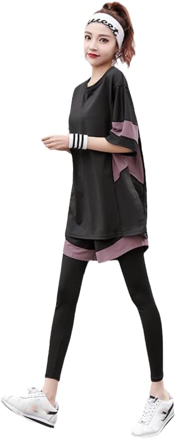 Loose Shirt++Shorts+Pants Women Yoga Piece Set Plus Size Fitness Gym Suits Sportswear Running Clothing - Image 8