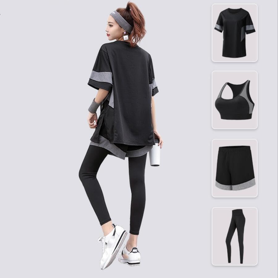 Loose Shirt++Shorts+Pants Women Yoga Piece Set Plus Size Fitness Gym Suits Sportswear Running Clothing - Image 4