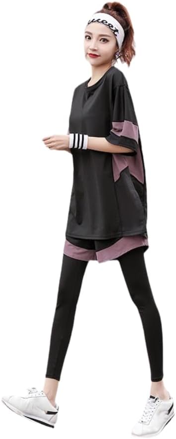 Loose Shirt++Shorts+Pants Women Yoga Piece Set Plus Size Fitness Gym Suits Sportswear Running Clothing - Image 11