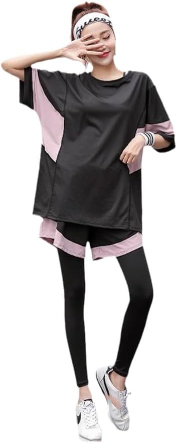 Loose Shirt++Shorts+Pants Women Yoga Piece Set Plus Size Fitness Gym Suits Sportswear Running Clothing