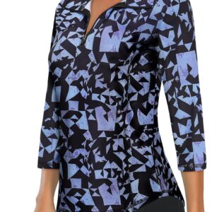 LURANEE Womens 3\/4 Roll Sleeve 1\/4 Zip Pullover Golf Shirts Athletic Hiking Running Workout Tops UPF 50+