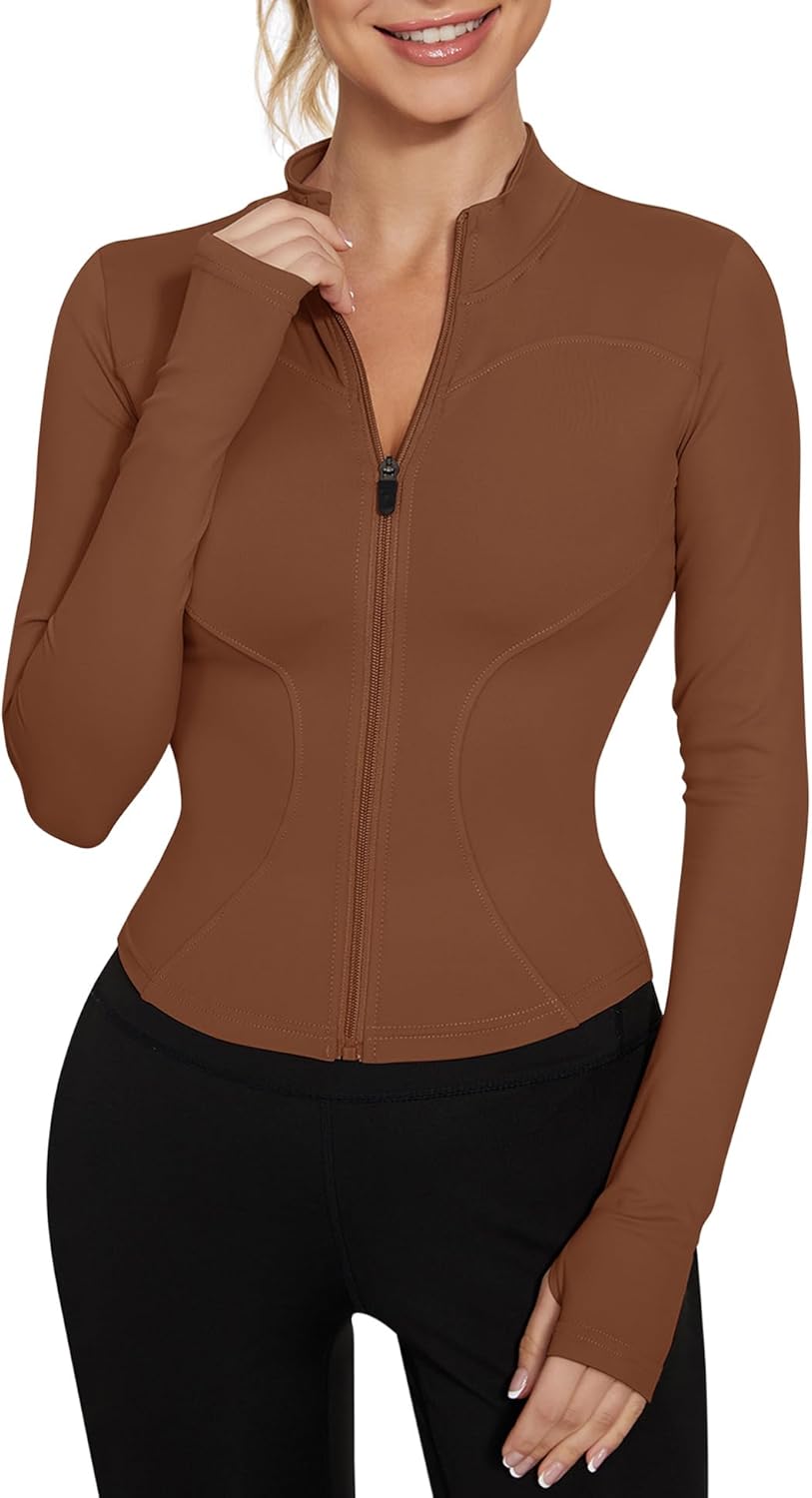 LUYAA Women's Workout Jacket Lightweight Zip Up Yoga Jacket Cropped Athletic Slim Fit Tops - Image 7