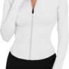 LUYAA Women's Workout Jacket Lightweight Zip Up Yoga Jacket Cropped Athletic Slim Fit Tops