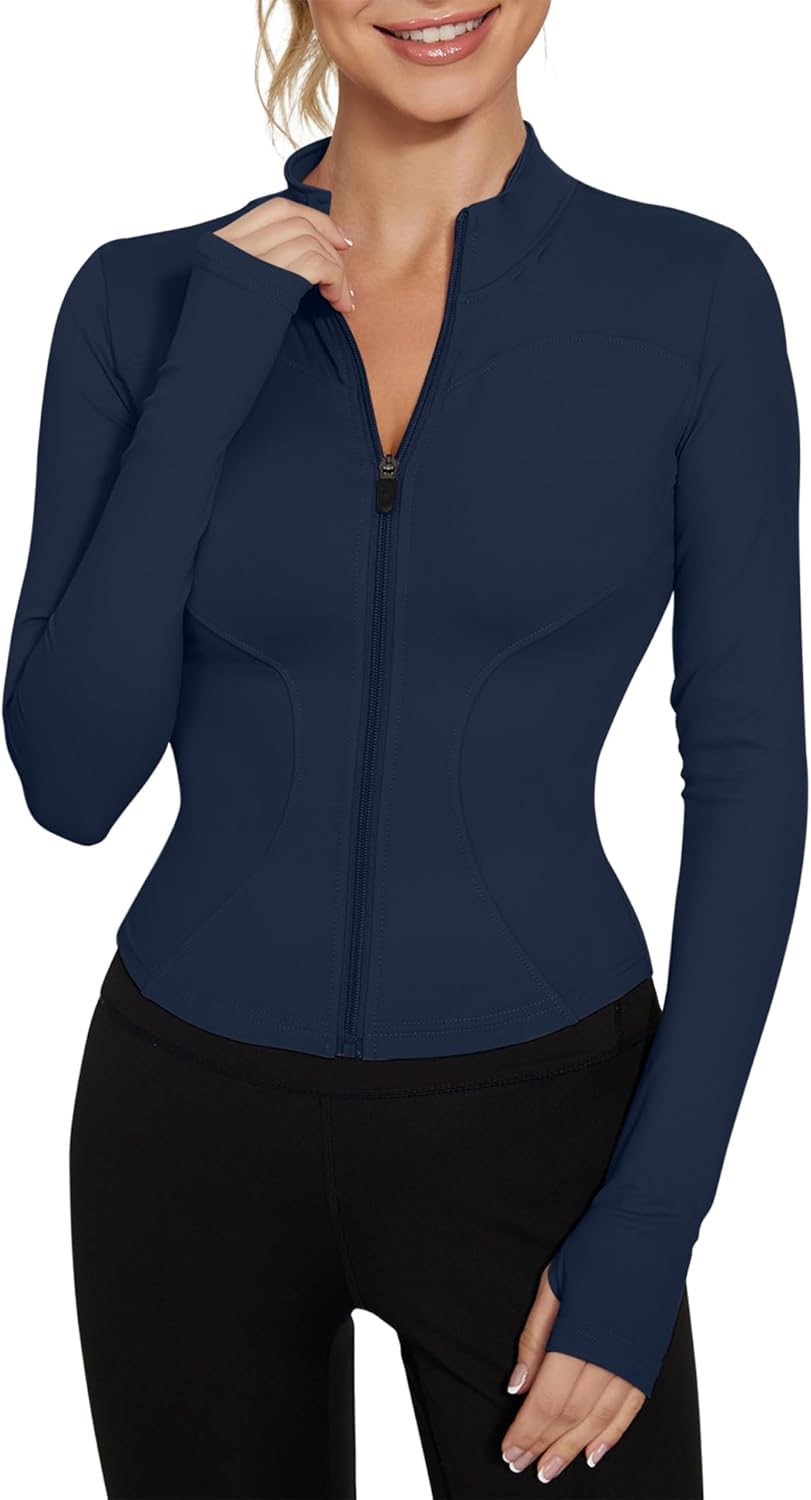 LUYAA Women's Workout Jacket Lightweight Zip Up Yoga Jacket Cropped Athletic Slim Fit Tops - Image 10
