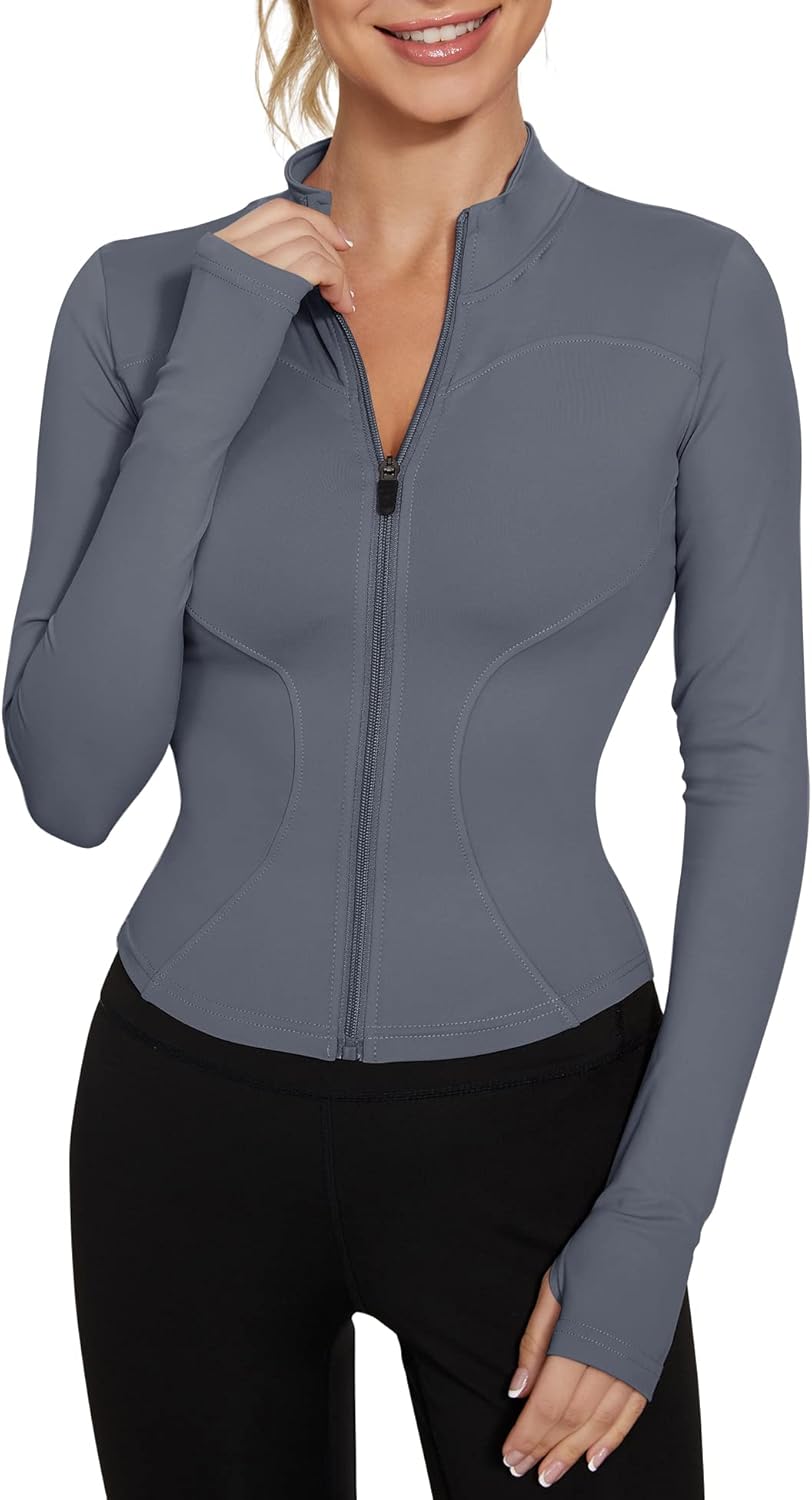 LUYAA Women's Workout Jacket Lightweight Zip Up Yoga Jacket Cropped Athletic Slim Fit Tops - Image 13