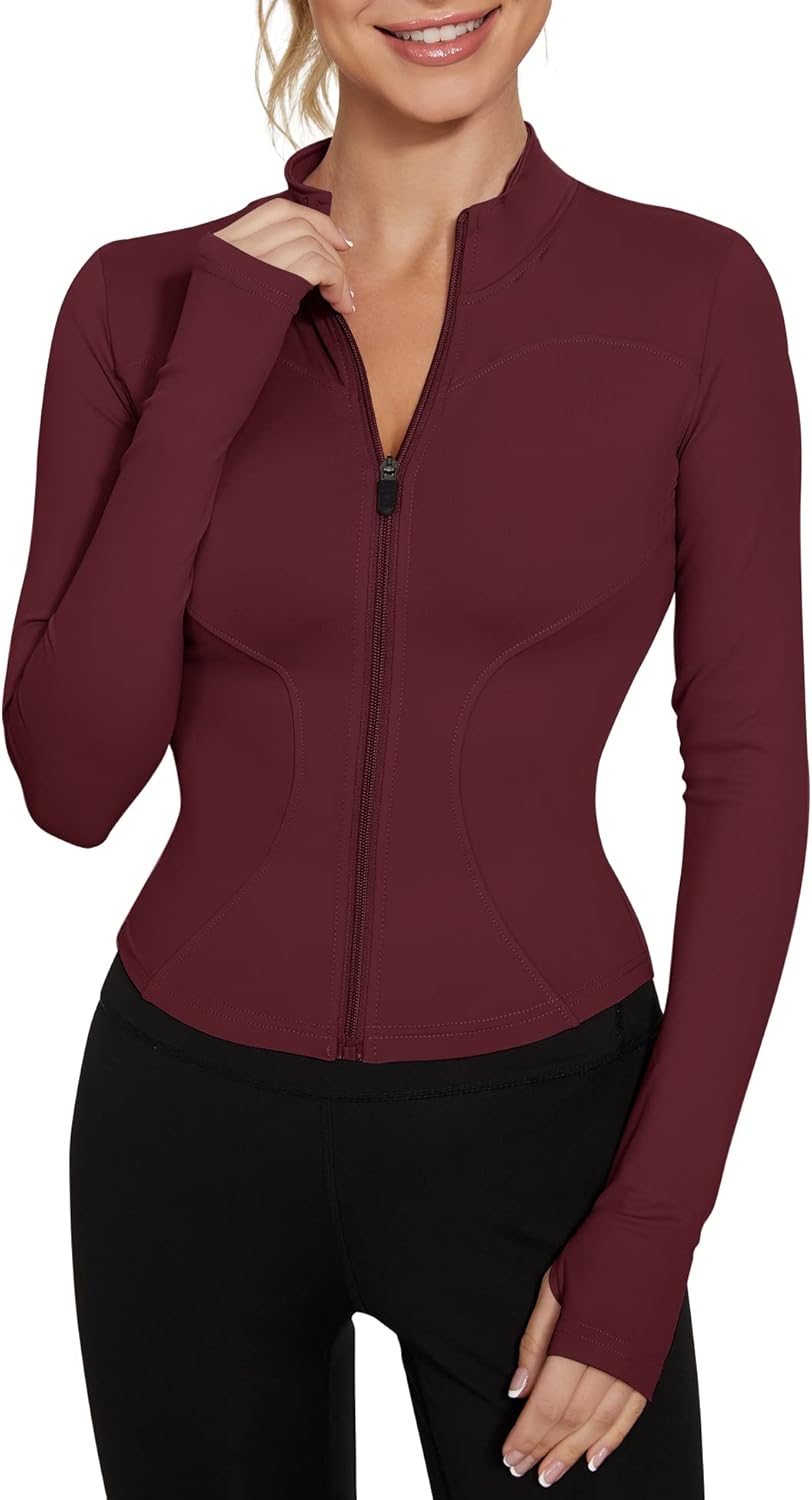LUYAA Women's Workout Jacket Lightweight Zip Up Yoga Jacket Cropped Athletic Slim Fit Tops - Image 15