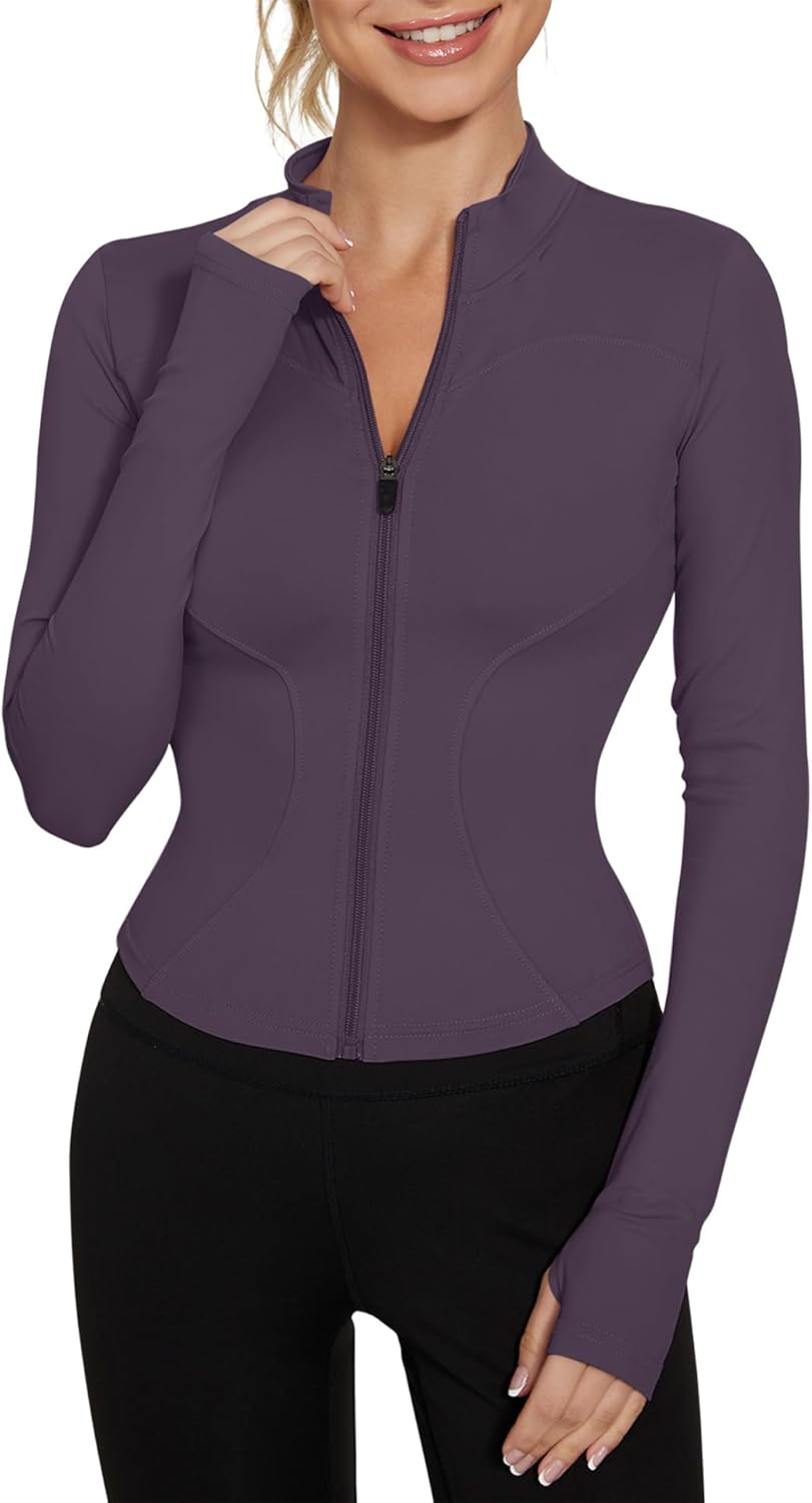 LUYAA Women's Workout Jacket Lightweight Zip Up Yoga Jacket Cropped Athletic Slim Fit Tops - Image 22