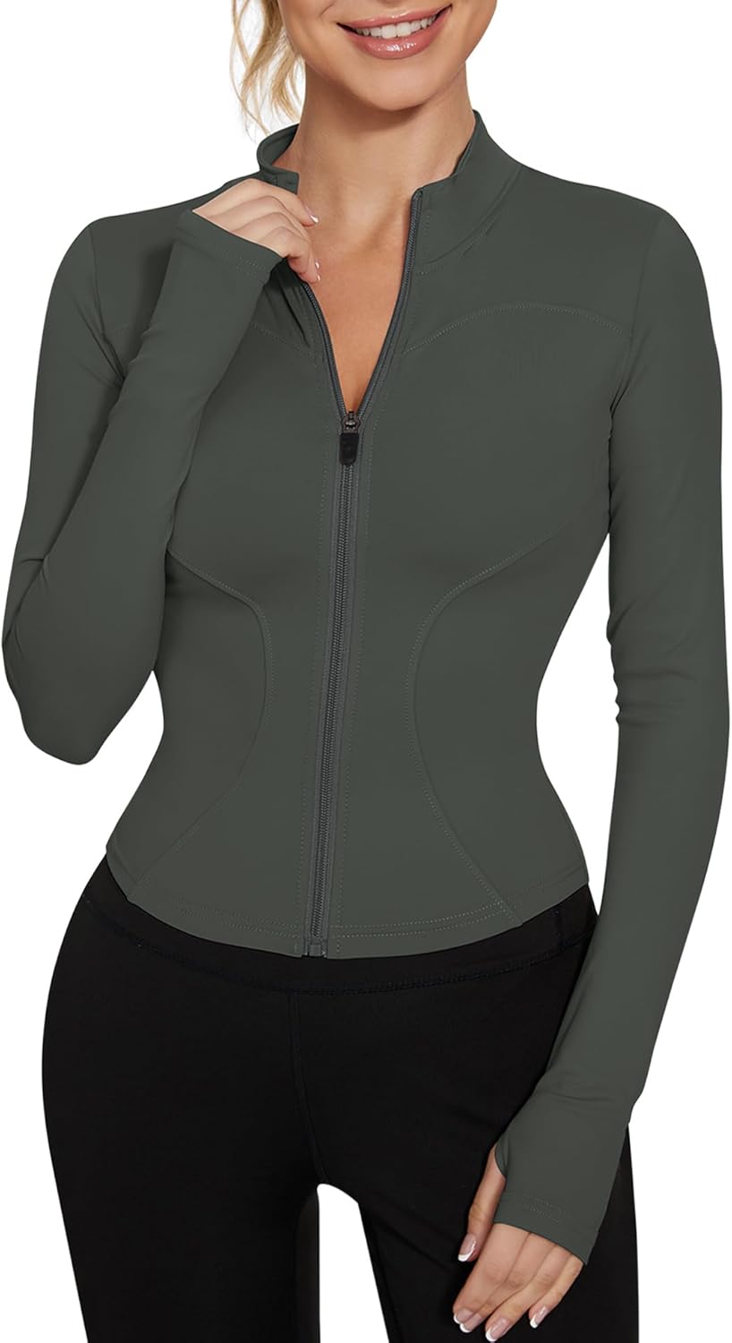 LUYAA Women's Workout Jacket Lightweight Zip Up Yoga Jacket Cropped Athletic Slim Fit Tops - Image 20