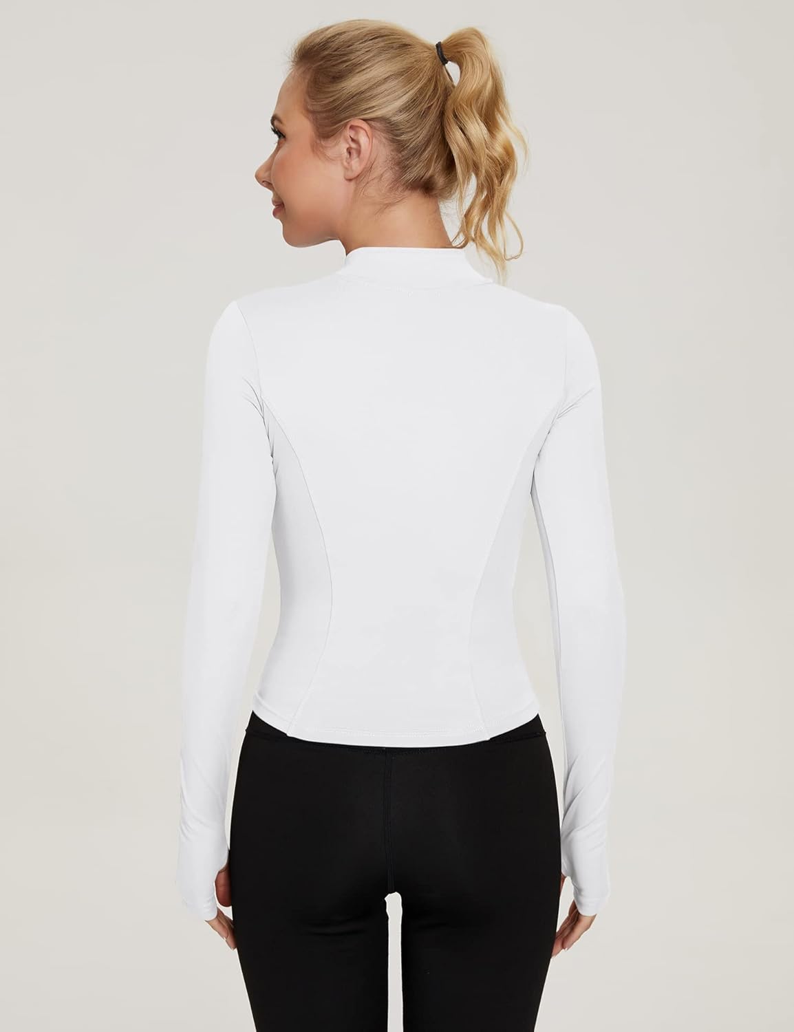 LUYAA Women's Workout Jacket Lightweight Zip Up Yoga Jacket Cropped Athletic Slim Fit Tops - Image 5