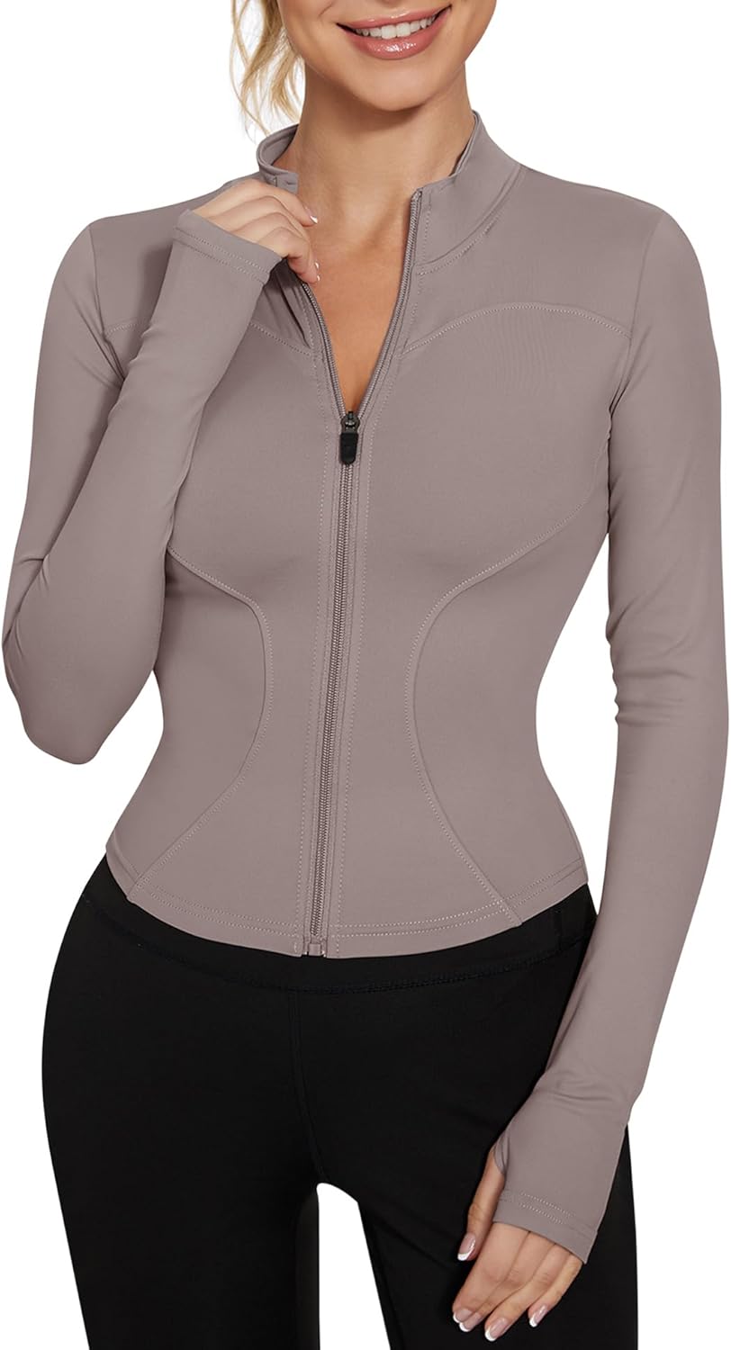 LUYAA Women's Workout Jacket Lightweight Zip Up Yoga Jacket Cropped Athletic Slim Fit Tops - Image 17
