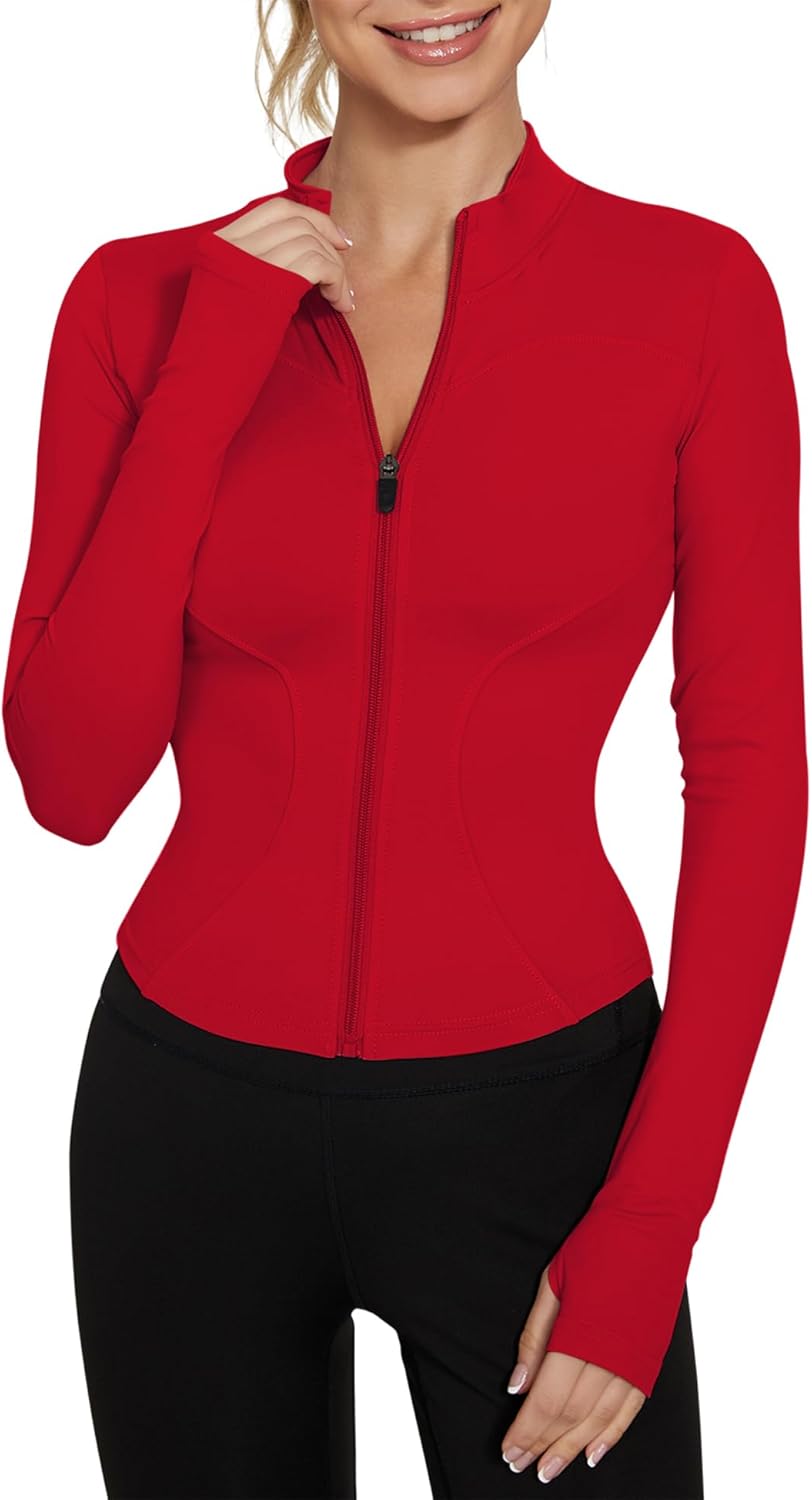 LUYAA Women's Workout Jacket Lightweight Zip Up Yoga Jacket Cropped Athletic Slim Fit Tops - Image 9