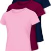 Multipack Women's Short Sleeve T-Shirts, Athletic Exercise Workout Clothes, Running Gym Dance Tops