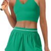 Nirovien Womens 2 Piece Workout Sets Athletic Gym Outfits Two Piece Matching Sets Cropped Tank Tops and Shorts
