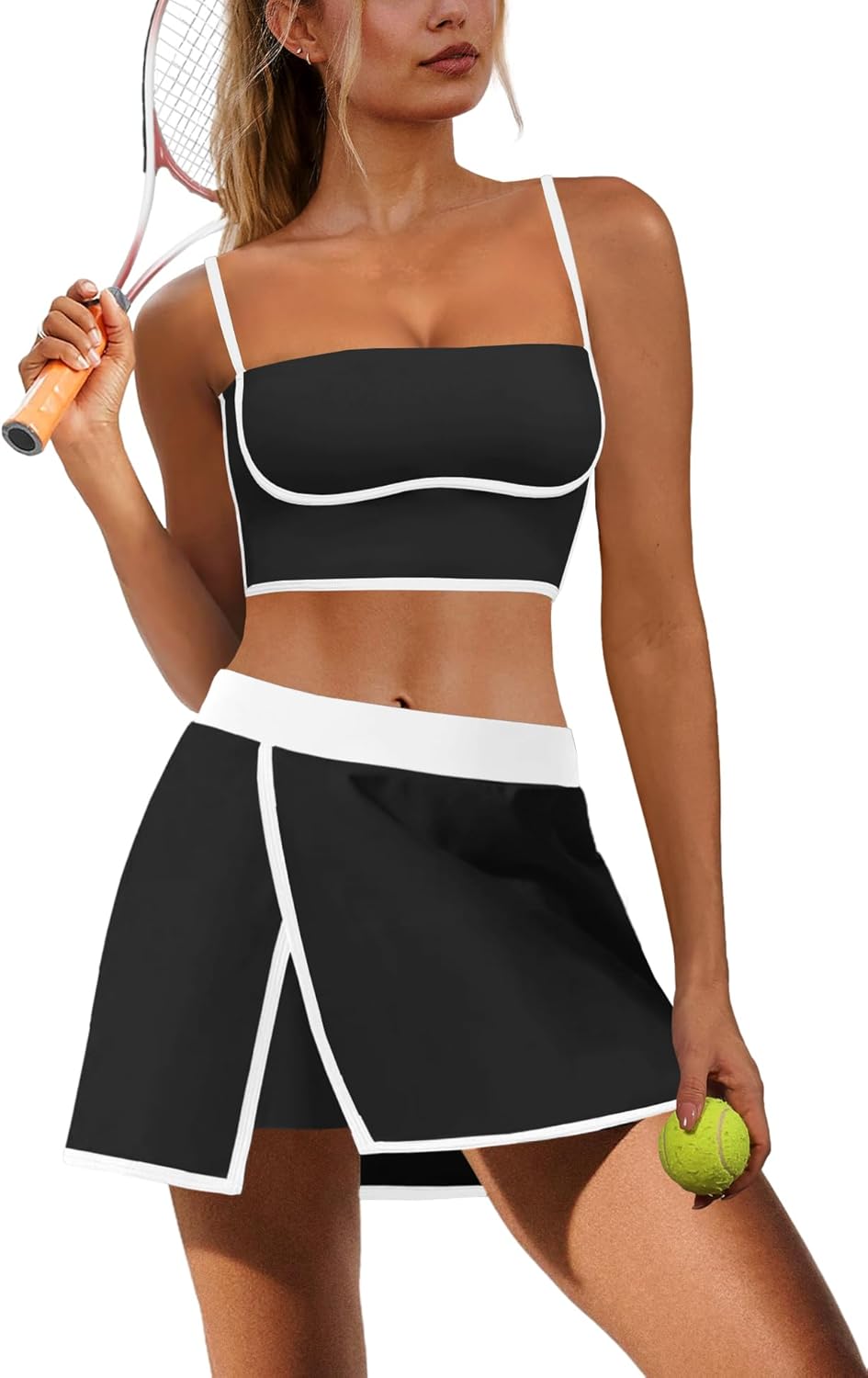 Nirovien Womens Workout Sets 2 Piece Tennis Skort Sets Golf Athletic Outfits Sports Bra and Skirt Gym Yoga Clothes - Image 12