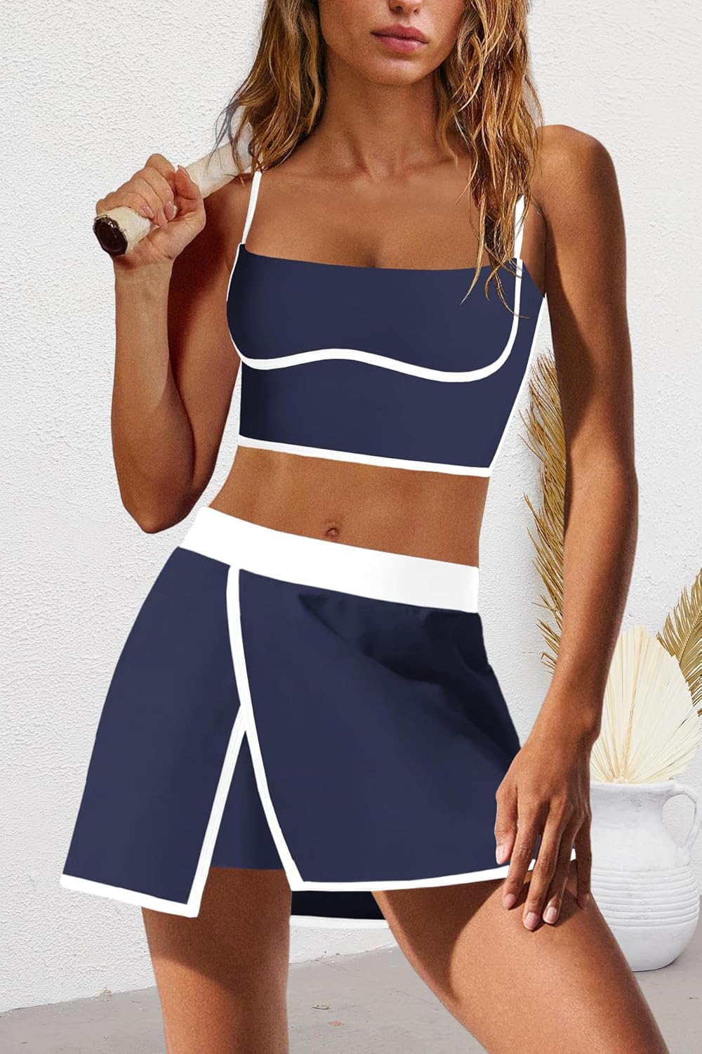 Nirovien Womens Workout Sets 2 Piece Tennis Skort Sets Golf Athletic Outfits Sports Bra and Skirt Gym Yoga Clothes - Image 5