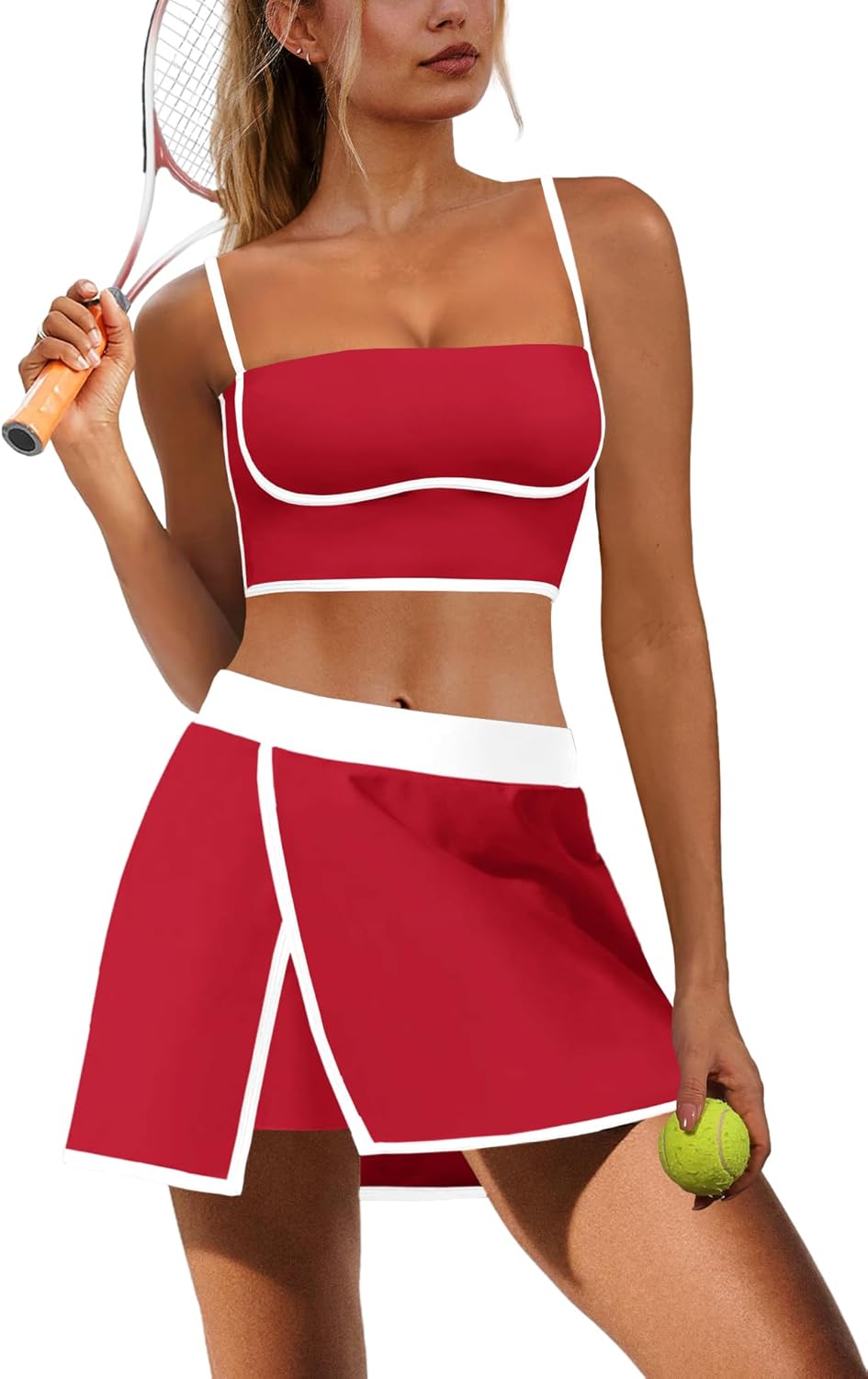 Nirovien Womens Workout Sets 2 Piece Tennis Skort Sets Golf Athletic Outfits Sports Bra and Skirt Gym Yoga Clothes - Image 6