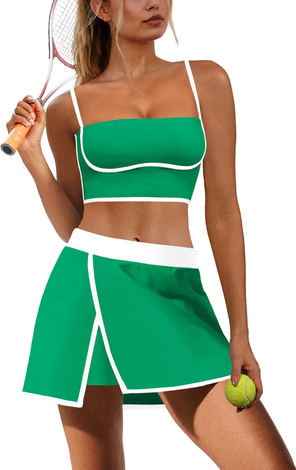 Nirovien Womens Workout Sets 2 Piece Tennis Skort Sets Golf Athletic Outfits Sports Bra and Skirt Gym Yoga Clothes - Image 7