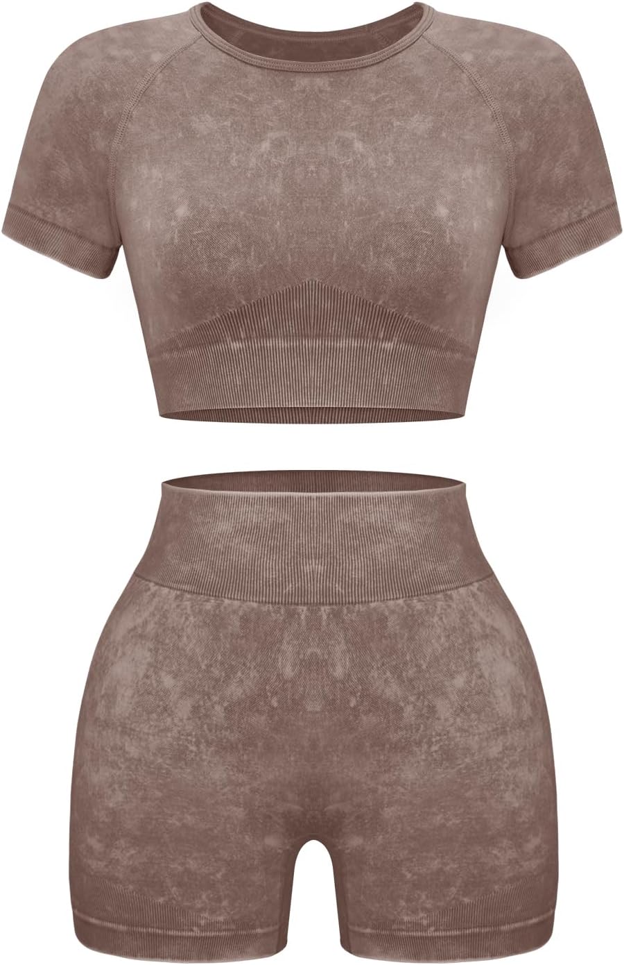 OLCHEE Womens Workout Sets 2 Piece - Seamless Acid Wash Yoga Outfits Shorts and Crop Top Matching Gym Athletic Clothing Set - Image 18