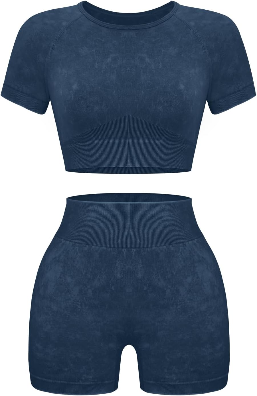 OLCHEE Womens Workout Sets 2 Piece - Seamless Acid Wash Yoga Outfits Shorts and Crop Top Matching Gym Athletic Clothing Set - Image 27