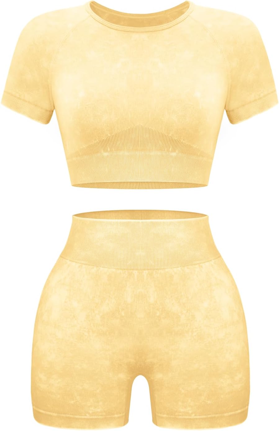 OLCHEE Womens Workout Sets 2 Piece - Seamless Acid Wash Yoga Outfits Shorts and Crop Top Matching Gym Athletic Clothing Set - Image 15