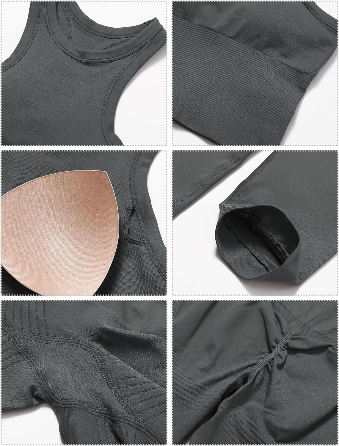 OMEWEE Gym clothes for woman set Racer-back Tank Top and Tummy Control Leggings Yoga sets for women 2 piece - Image 6