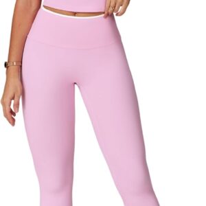 PQBPQB Women 2 Piece Workout Sets Padded Criss Cross Back Crop Tank High Waist Tummy Control Active Leggings Sets Yoga Outfit