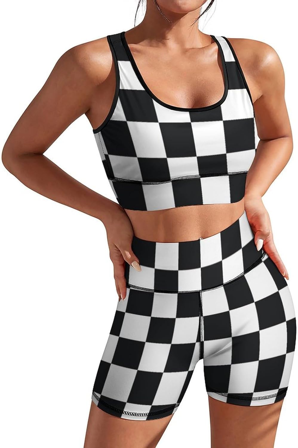 PrelerDIY Women's Yoga Outfit 2 Piece Set Workout Athletic Shorts High Waist Leggings Sports Bra Set Gym Clothes - Image 6