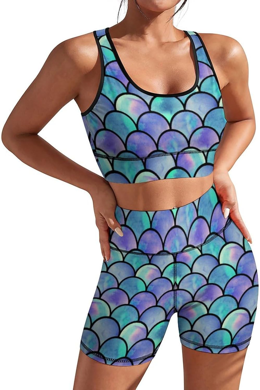 PrelerDIY Women's Yoga Outfit 2 Piece Set Workout Athletic Shorts High Waist Leggings Sports Bra Set Gym Clothes - Image 11