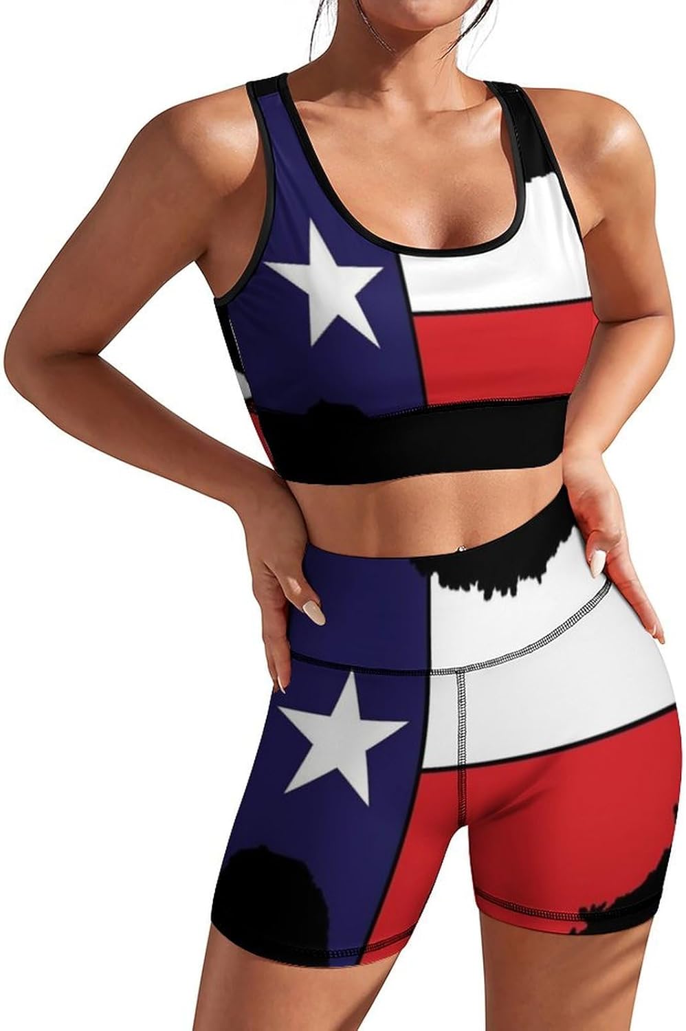 PrelerDIY Women's Yoga Outfit 2 Piece Set Workout Athletic Shorts High Waist Leggings Sports Bra Set Gym Clothes