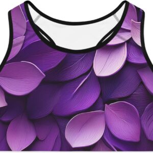 Purple Floral Sports Bra, Yoga Bra, Workout Top, Activewear, Fitness Apparel, Gym Clothing