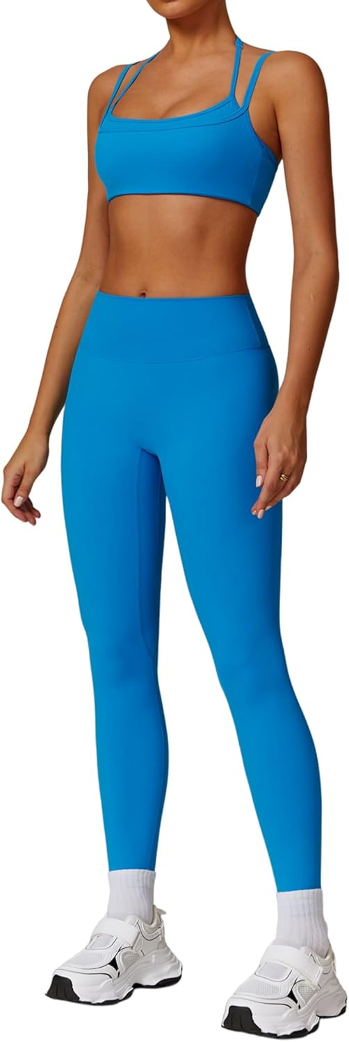 QBGJTD Two Piece Workout Sets For Women Sport Bra Matching High Waist Scrunch Butt Leggings Gym Yoga Active Wear Outfits - Image 14