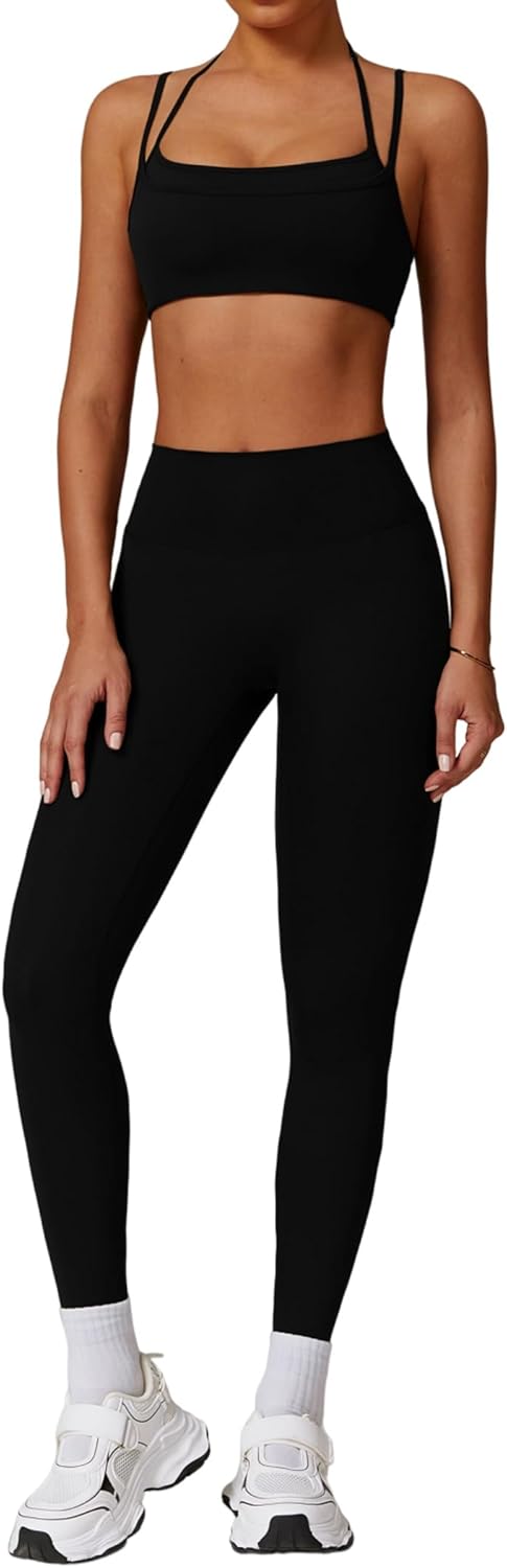 QBGJTD Two Piece Workout Sets For Women Sport Bra Matching High Waist Scrunch Butt Leggings Gym Yoga Active Wear Outfits - Image 13