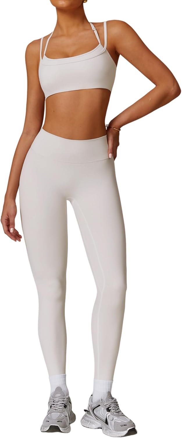 QBGJTD Two Piece Workout Sets For Women Sport Bra Matching High Waist Scrunch Butt Leggings Gym Yoga Active Wear Outfits - Image 12