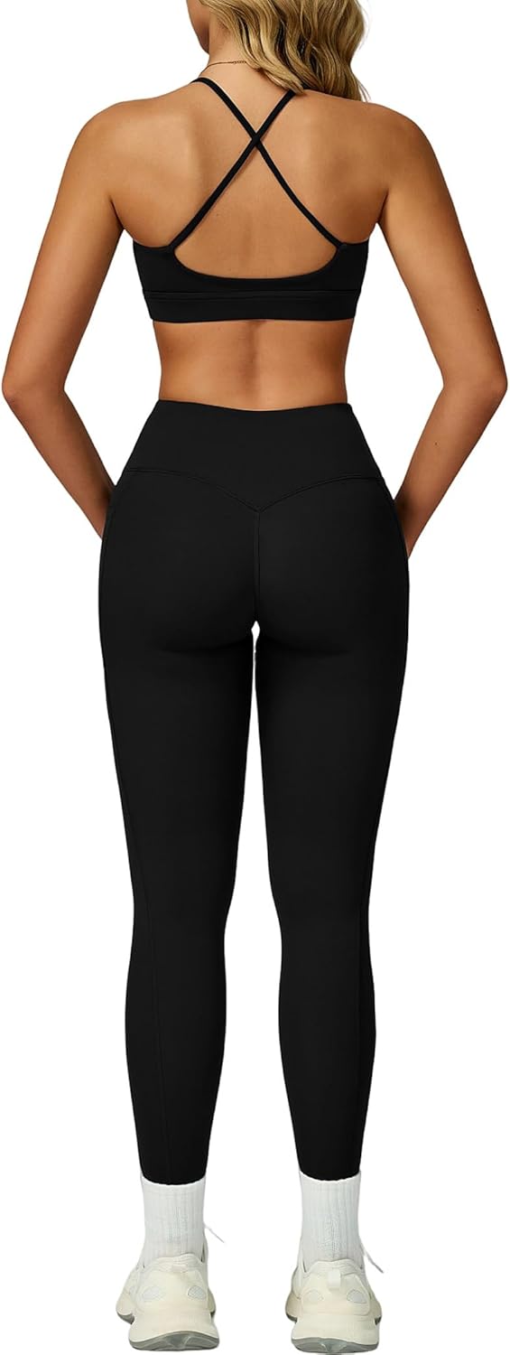 QBGJTD Two Piece Workout Sets For Women Sport Bra Matching High Waist Scrunch Butt Leggings Gym Yoga Active Wear Outfits - Image 11