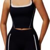 QBGJTD Two Piece Workout Sets For Women Tank Top and High Waist Booty Lifting Shorts Gym Yoga Active Outfits with Pockets