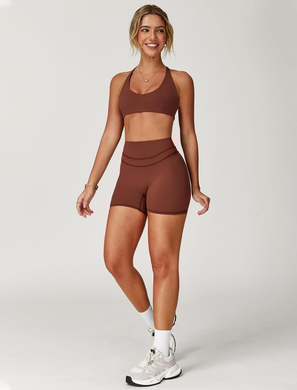 QBGJTD Women 2 Piece Workout Back Sets Sports Bras Matching High Waist Booty Lifting Shorts Gym Yoga Jogger Wear Outfits - Image 6