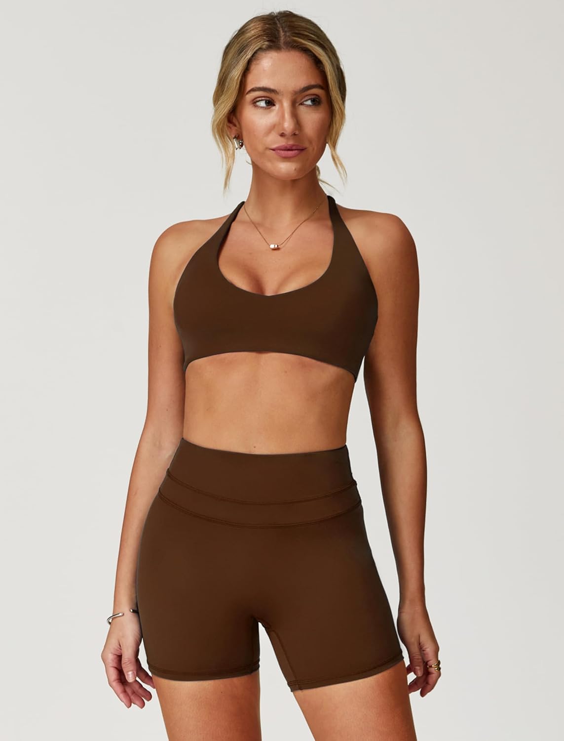 QBGJTD Women 2 Piece Workout Back Sets Sports Bras Matching High Waist Booty Lifting Shorts Gym Yoga Jogger Wear Outfits - Image 3