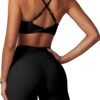 QBGJTD Womens Workout Sets Cross Back Sports Bras Matching High Waist Biker Shorts Yoga Jogger Outfits Work Out Clothes