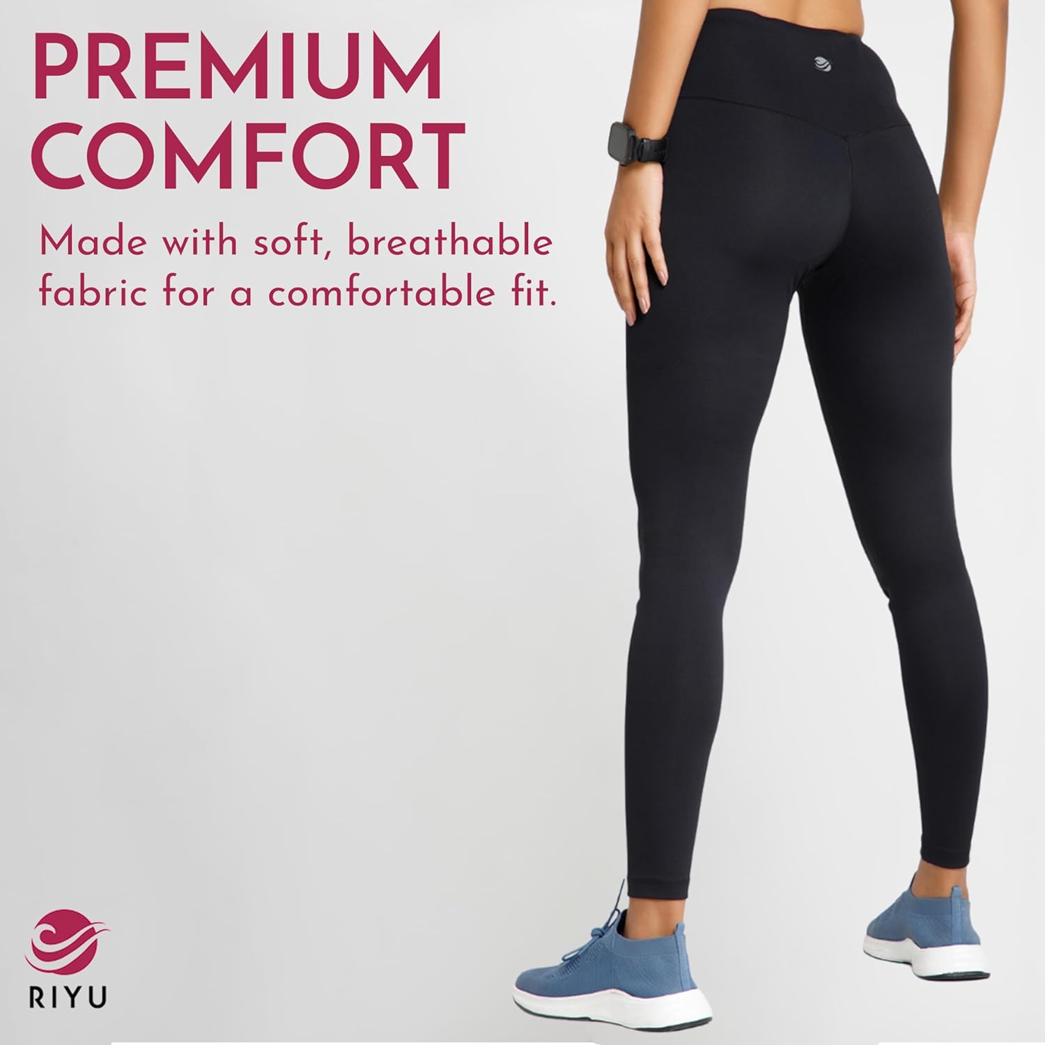 RIYU High Impact Sports Bra and Crossover Leggings Women's Workout Clothes for Gym Activewear I Petite Sizes Black (Large) - Image 7