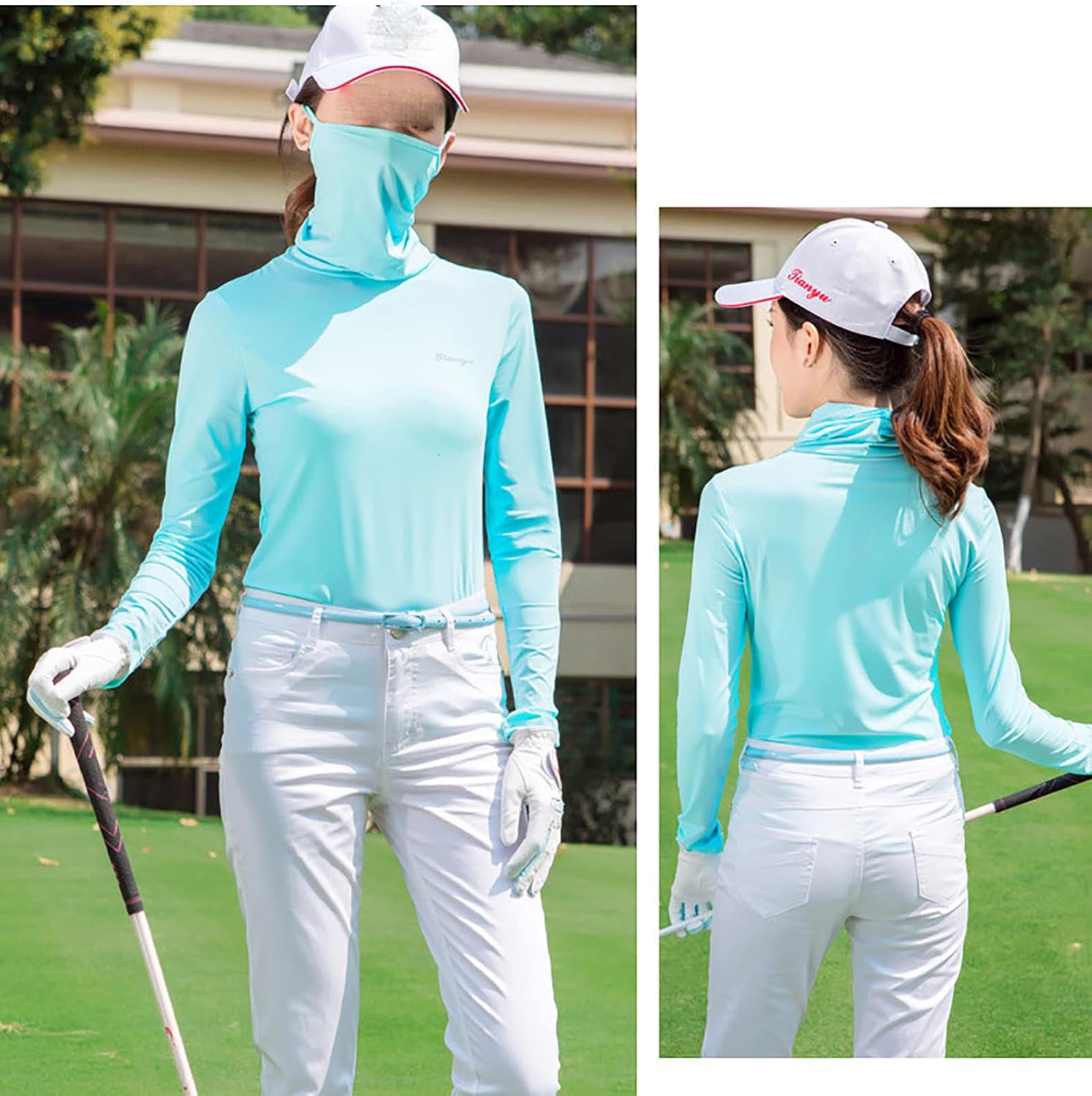 Summer Golf Shirts Womens Sunscreen Long Sleeve Tops Outdoor Sports Jersey Solid Colour Tennis Clothing for Running Gym - Image 3