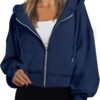 Trendy Queen Hoodies for Women Full Zip Up Cropped Sweatshirts Jackets Casual Comfy Gym Tops Fall Outfits Winter Clothes 2025