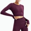 Two Piece Suit Women Seamless Yoga Set Gym Clothing Workout Sportswear High Waist Leggings Fitness Sport Crop Top(D,M)