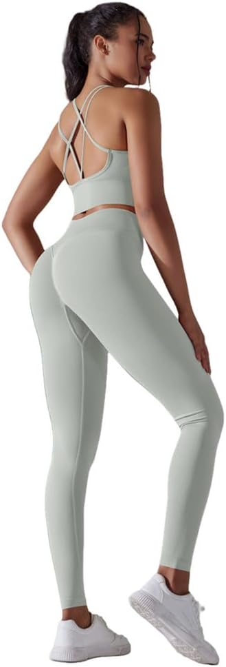 Women Yoga Set Seamless Solid Color Sports Bra and Leggings Two Piece Set for Gym Fitness Sports Clothing Tights Sportswear