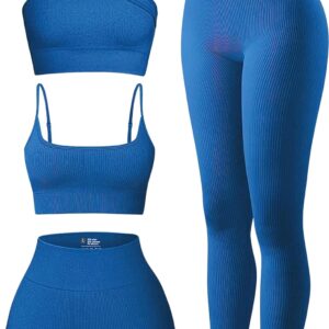Women's Workout Sets, 4 Pieces, Sports Bra, Shorts, Leggings, Gym Clothes