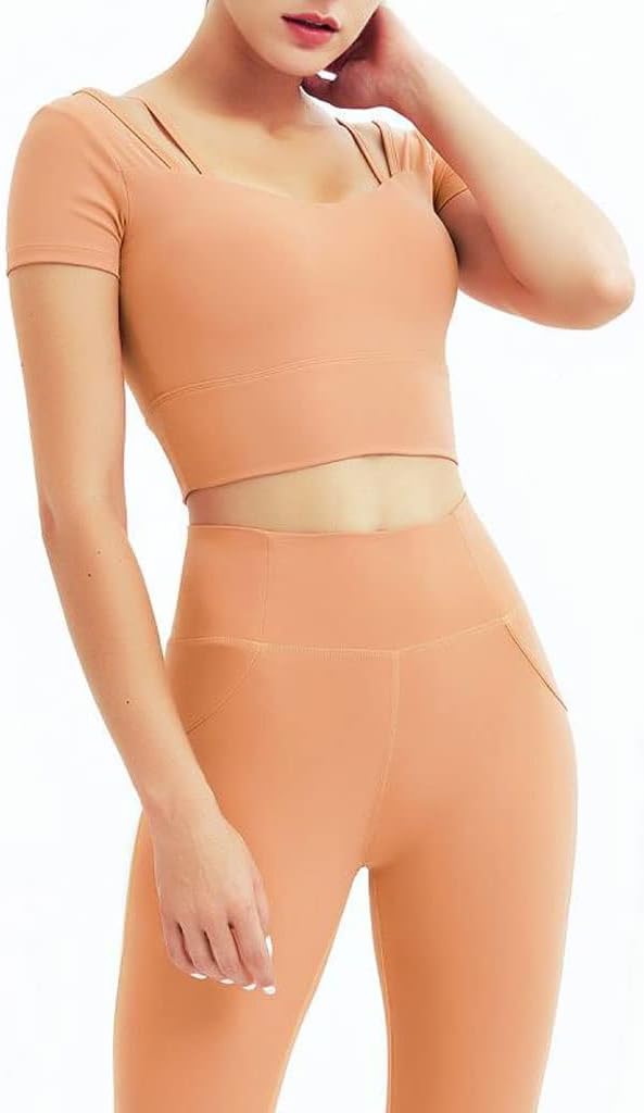 Women's Workout Sportswear Seamless Yoga Set Sport Suit Two Piece Female Clothes Gym Clothing High Waist Leggings(E,M)