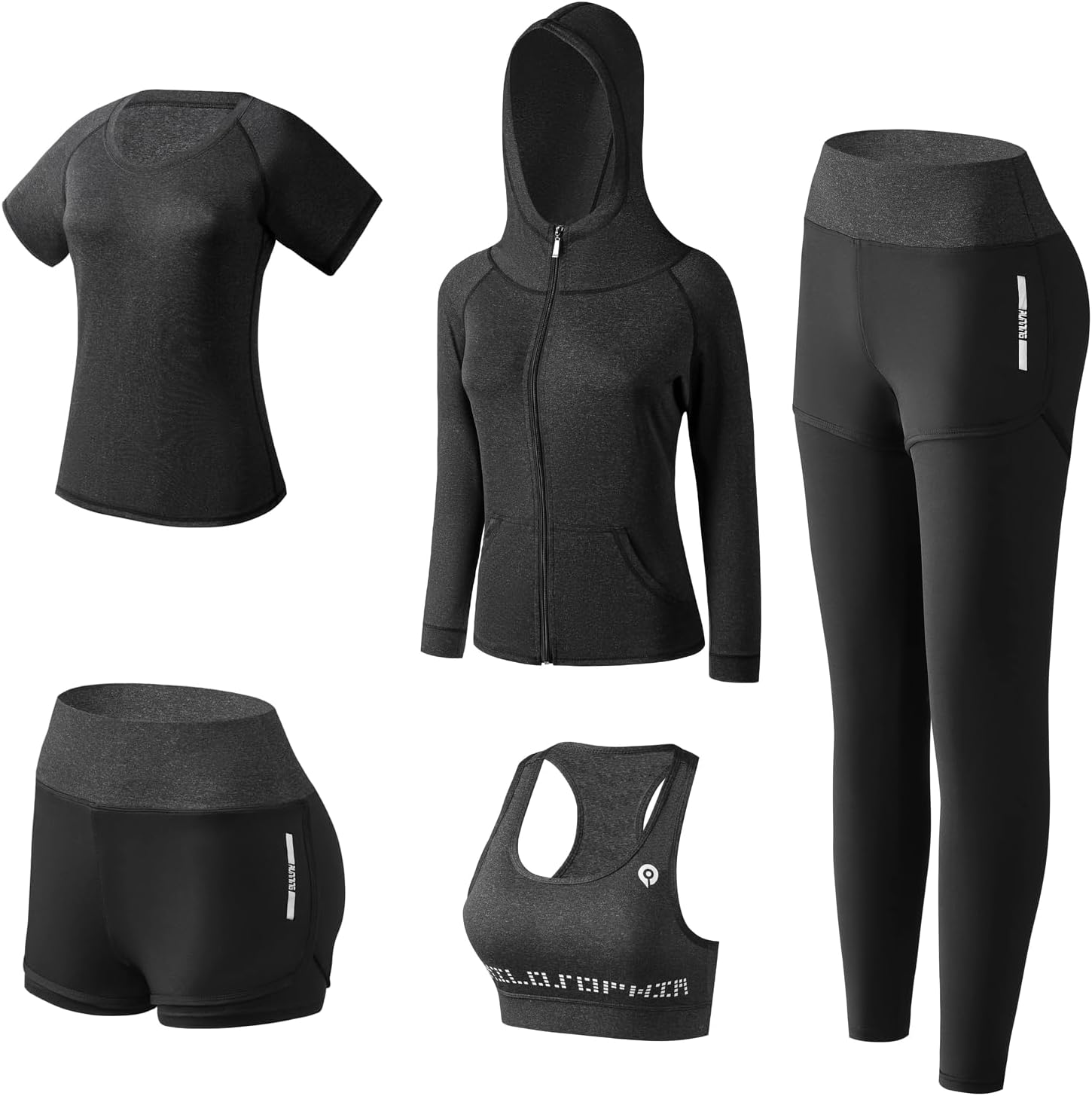 XPINYT 5pcs Workout Outfits for Women Athletic Sets Sport Suits Yoga Gym Fitness Exercise Clothes Jogging Tracksuits - Image 10