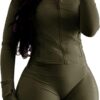 XZLUFNY Two Piece Short Sets for Women Long Sleeve Sport Jacket Bodycon Short Tracksuit Sweatsuit