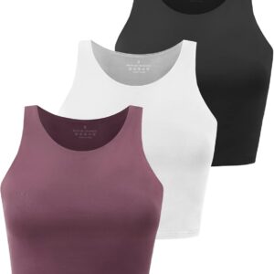 Yeawinta Workout Crop Tops for Women Cropped Racerback Halter Neck Shirts Sleeveless Yoga Tops Pack