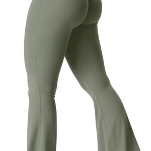 YEOREO Kalie Flare Scrunch Leggings for Women V Cross Waist Bell Bottom Yoga Pants Tummy Control Bootcut Workout Leggings